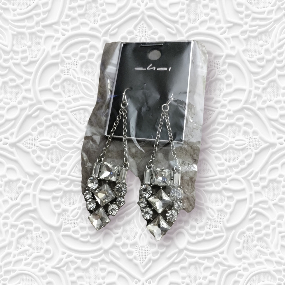 Wedding Statement Dangle Rhinestone Earrings  by Choi